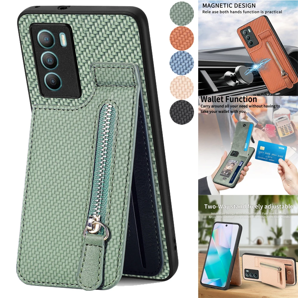 

For Vivo Y35 Luxury Case Leather Zipper Wallet Back Cover for Vivo Y22S Y 21 20 12 11 02 S Y22 Y16 Y33S Y36 Y27 Y78 Plus Funda