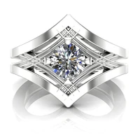fashion classic silver inlaid white diamond womens ring wedding anniversary gift beach party jewelry