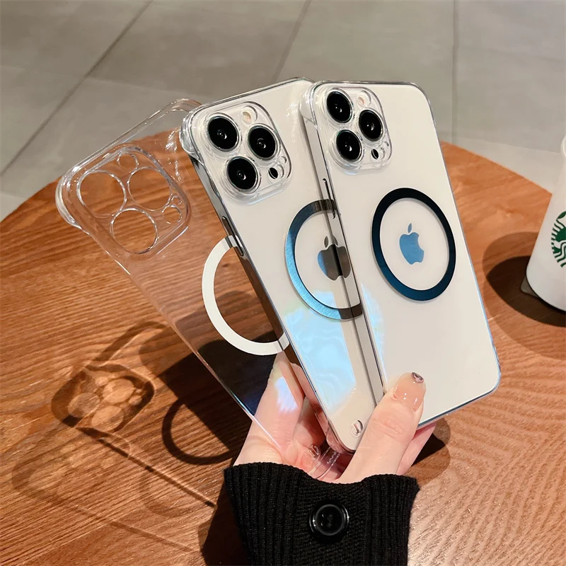 Бескаркасный Прозрачный жесткий чехол из поликарбоната для Magsafe Магнитный