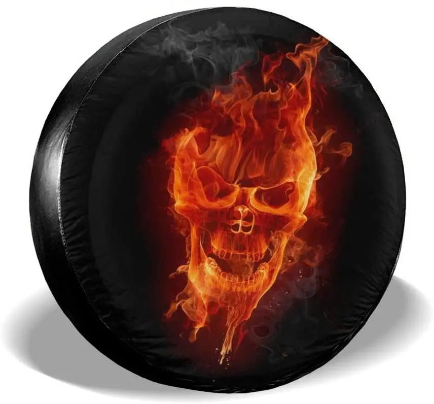 

Запасная крышка для шин Foruidea Fire Skull, водонепроницаемая Пыленепроницаемая Крышка для шин с УФ-защитой, подходит для Jeep, трейлера, RV, SUV и