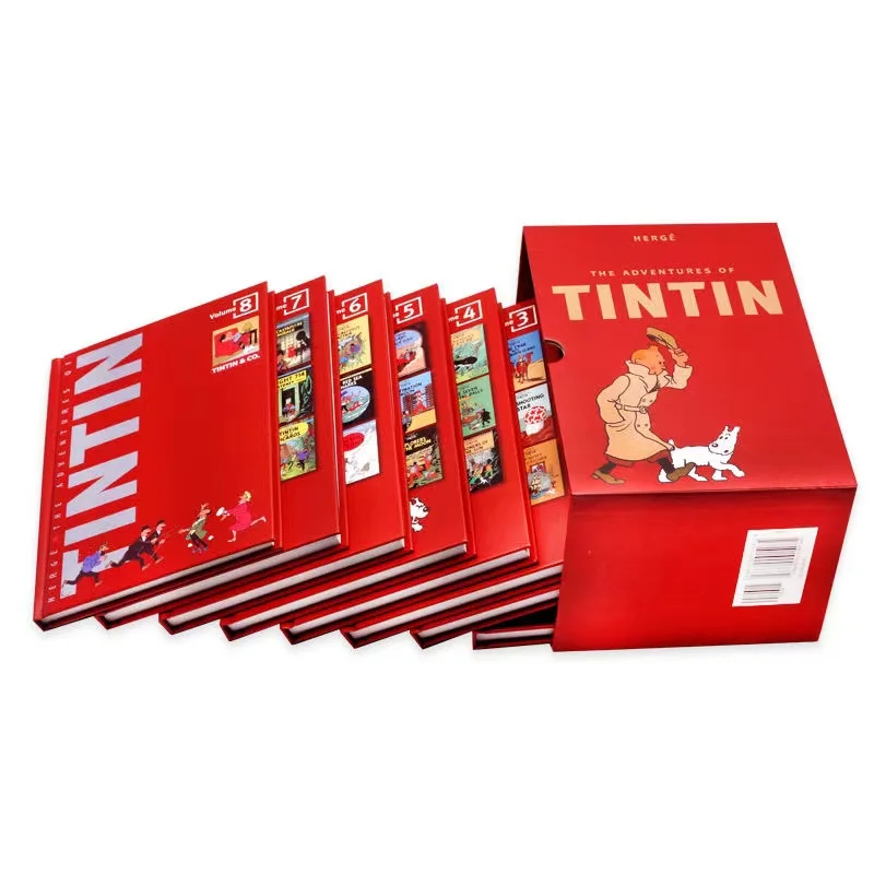 English Version Original Tintin Adventures Hardcover 1-8 Full Set Collector's Edition Tintin Collection