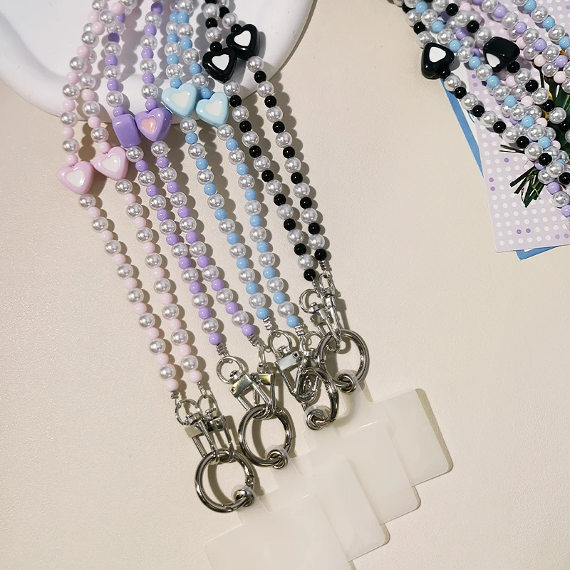 

Long Crossbody Lanyard Cute Beaded Love Handmade Beaded Chain Mobile Phone Hanging Rope Round Bead Chain Phone Anti Loss Lanyard