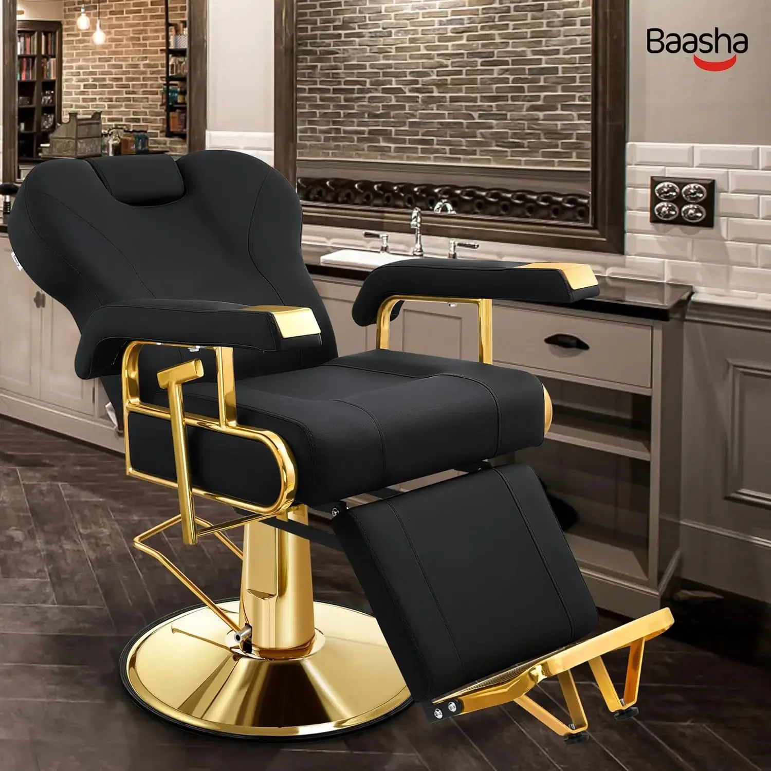 Sedia da salone reclinabile Wee con schienale regolabile элегантный sedia barbiere in oro nero Brug