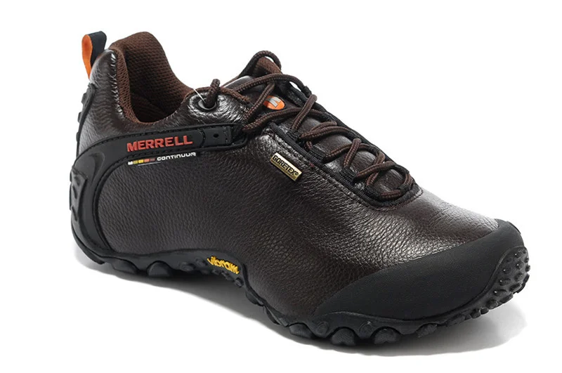 Original Merrell GORE-TEX Outdoor Men's Camping Genuine Leather Sports Shoes Male Coffee Mountaineer Climbing Sneakers Size39-46