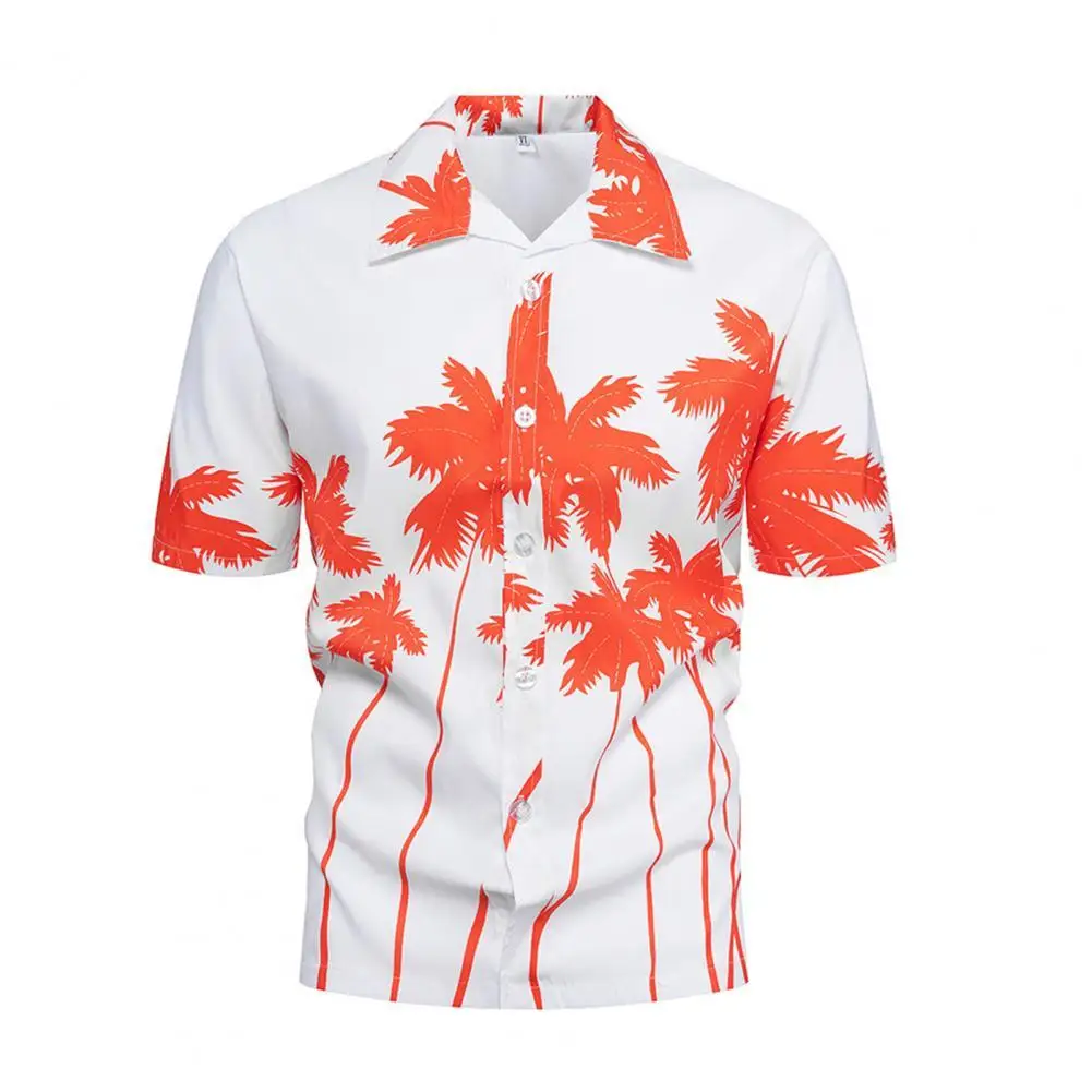 

Hawaiian Shirt for Men Summer Print Beach Shirt Loose Single-breasted Turn-down Collar Short Sleeves Tops Daily Clothes 2022 New