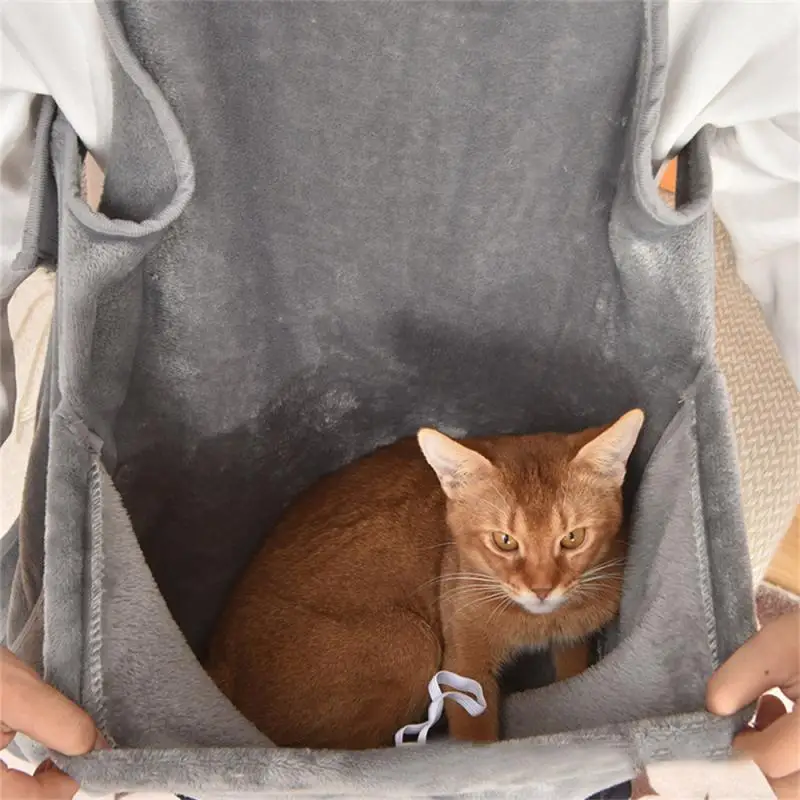 

Gray Cat Hanging Chest Bag Mouth Design Pet Holding Apron Durable Pets Carrier Pouch Pet Supplies Plush Sleeping Pocket