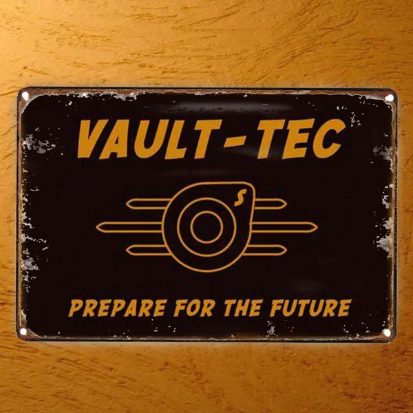 

Vault Tec Metal Tin Sign Personalized Metal Painting Coffee Bar Decor Retro Fashion Accessories