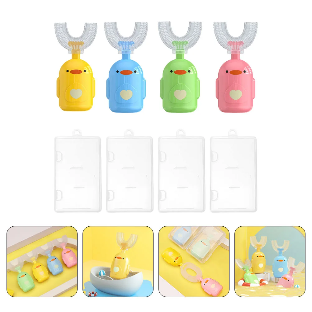 

4 Sets U-Shape Kid Toothbrushes Comfortable Handheld Tooth Brushes (Assorted Color)