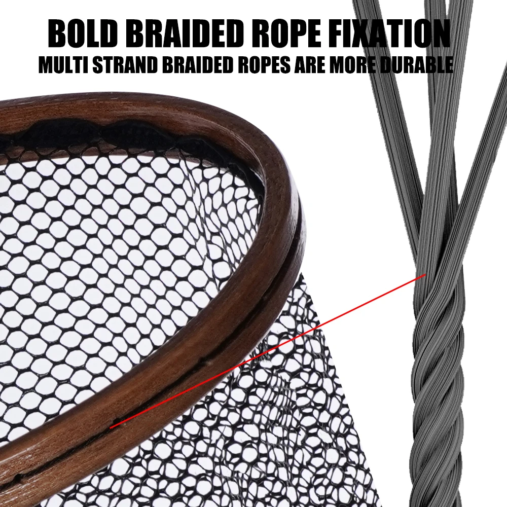 Рыболовная сеть OUYALINE с резиновым покрытием и деревянной ручкой большая Снасть