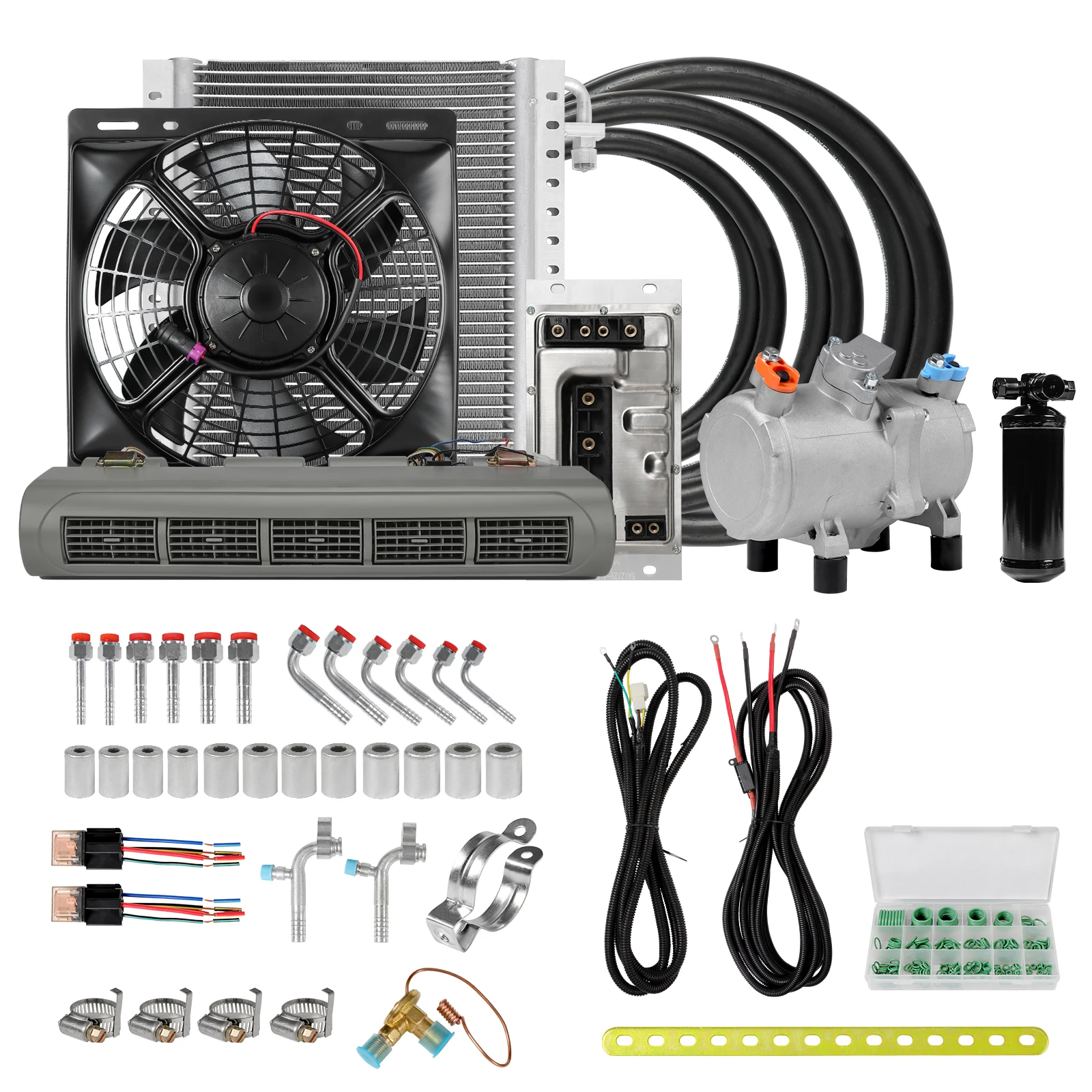 

RV65F 12 В/24 В Автомобильный Электрический комплект испарителя кондиционера, для грузовиков, автофургонов, автобусов, фургонов, жилых прицепов, инженерных транспортных средств, больших транспортных средств и т. д.