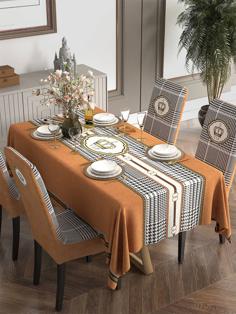 

American light luxury dining table, dining chair cover set, European high-end dining chair cover, waterproof tablecloth cover