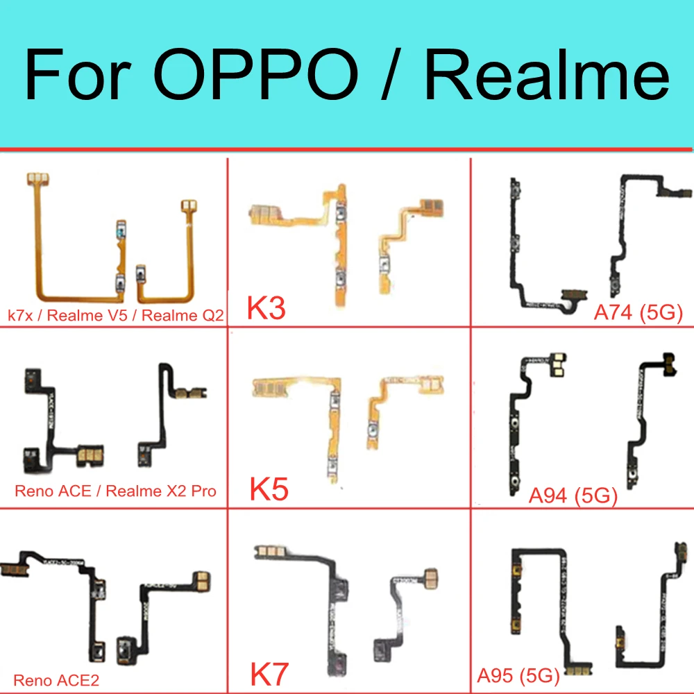 

Mute key Switch On Off Volume Power Flex Cable For OPPO K3 K5 K7 A95 A74 A94 Reno ACE ACE2 Realme X2 Pro V5 Q2 K7X Flex Cable