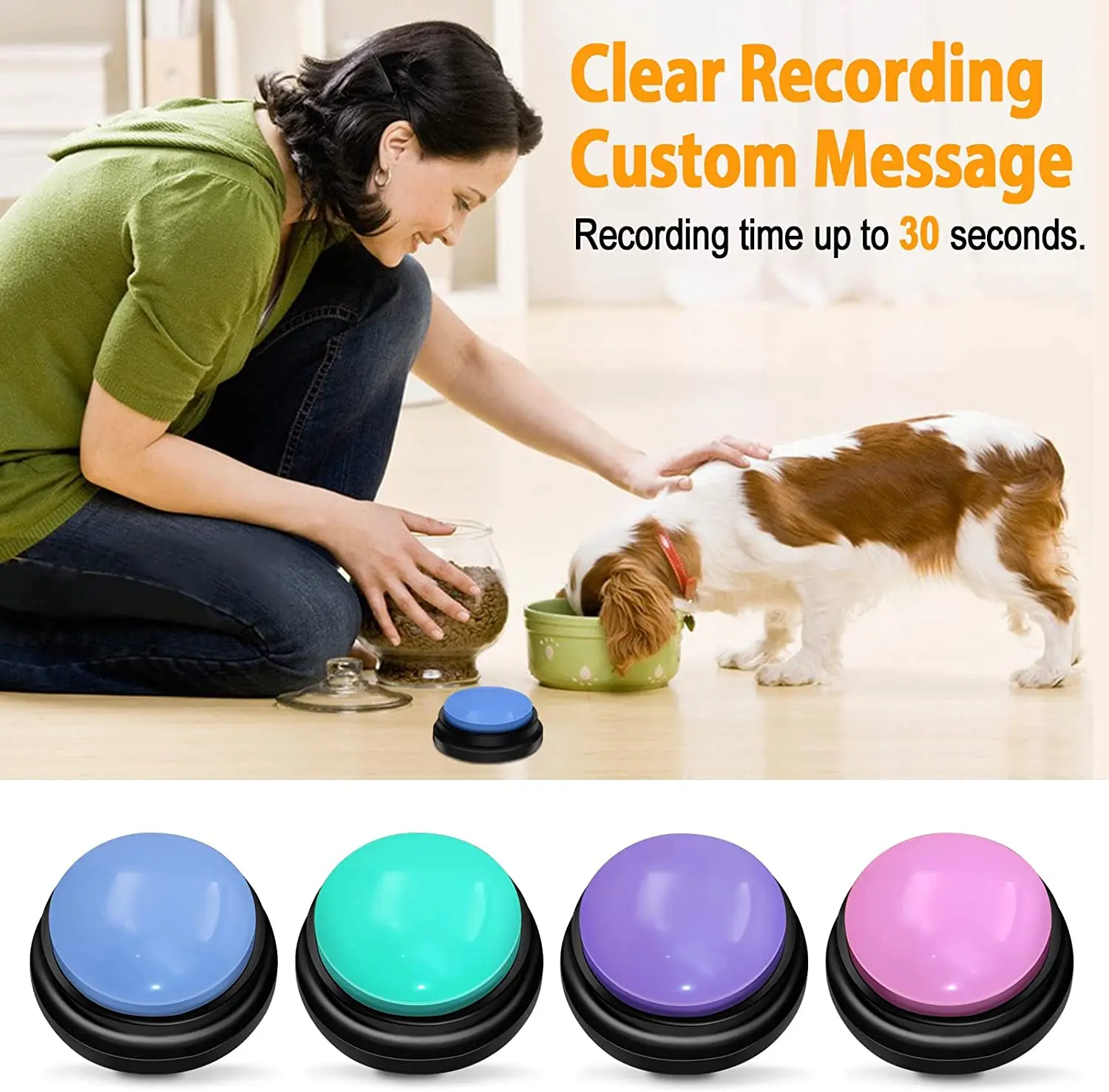 

Multicolor Voice Recording Button Interactive Dog Communication Buttons Recordable Pet Training Answer Buzzer 30 Second Record