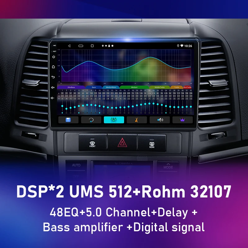 srnubi 9 android 10 car radio for hyundai santa fe 2 2006 2012 gps navigation 2 din 4g wifi dsp rds multimedia video player dvd free global shipping