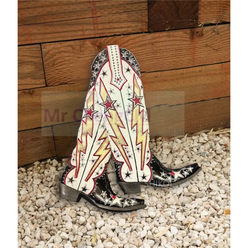 Женские высокие Ковбойские Сапоги до колена в западном стиле женские