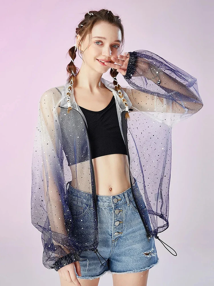 Летнее солнцезащитное пальто KBAT в стиле Харадзюку прозрачная куртка с длинным