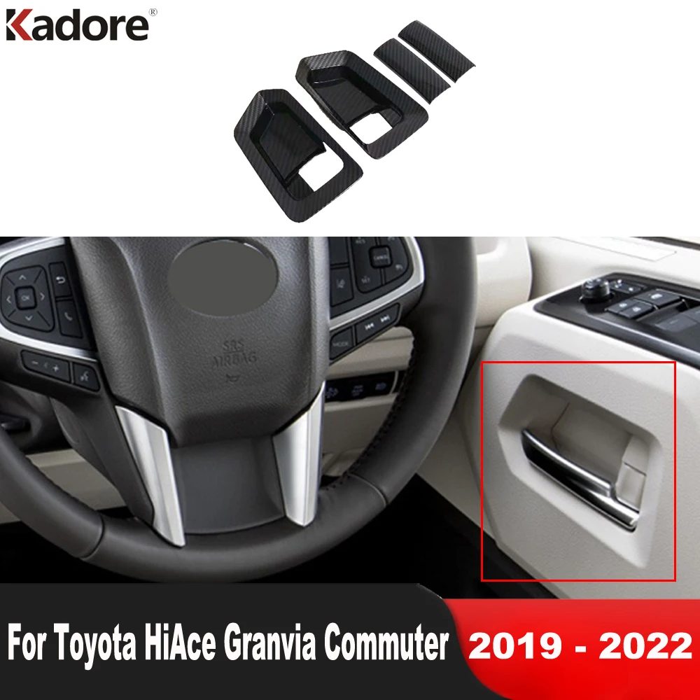 

Внутренняя дверная ручка автомобиля, крышка чаши, отделка для Toyota HiAce Granvia 2019 2020 2021 2022, аксессуары для интерьера из углеродного волокна