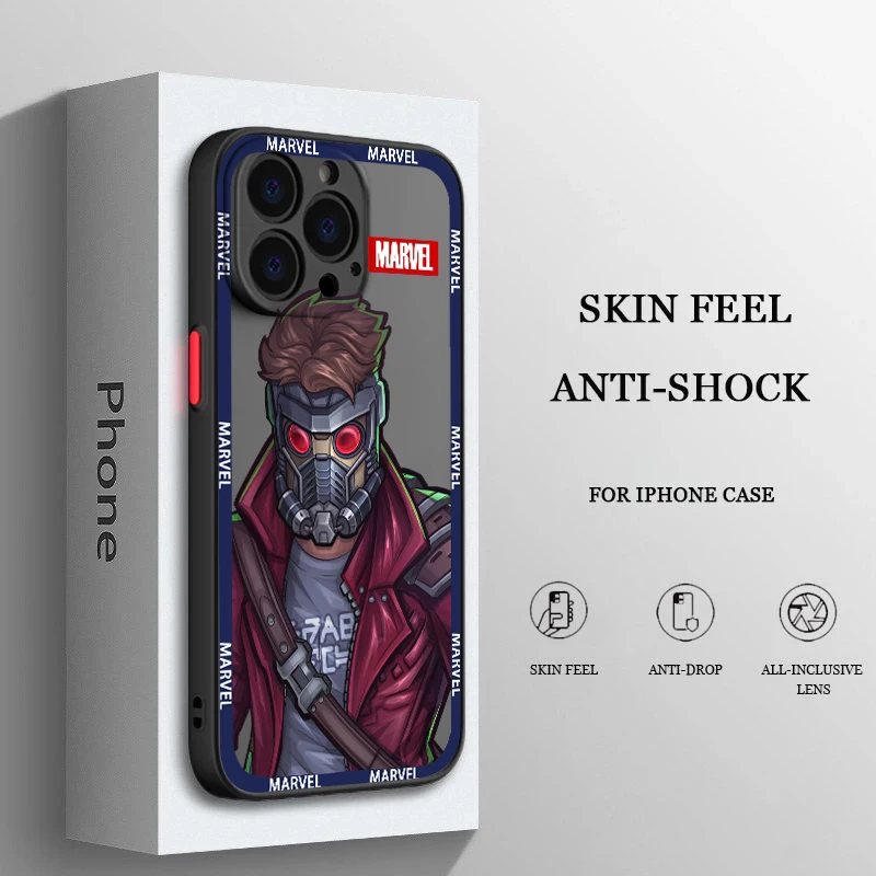 

Marvel avengers Star-Lord Phone Case For iPhone 14 13 12 11 XS XR Pro MAX 8 7 6 Plus Frosted Translucent Matte Cover