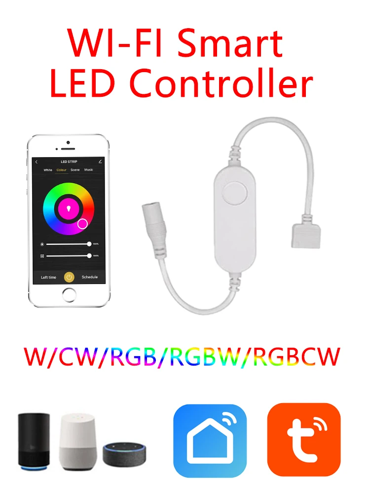 Tuya Wifi Smart LED Controller RGB Controller  Light Strip Wifi USB Controller DC12-24V Work With Alexa Google Assistant