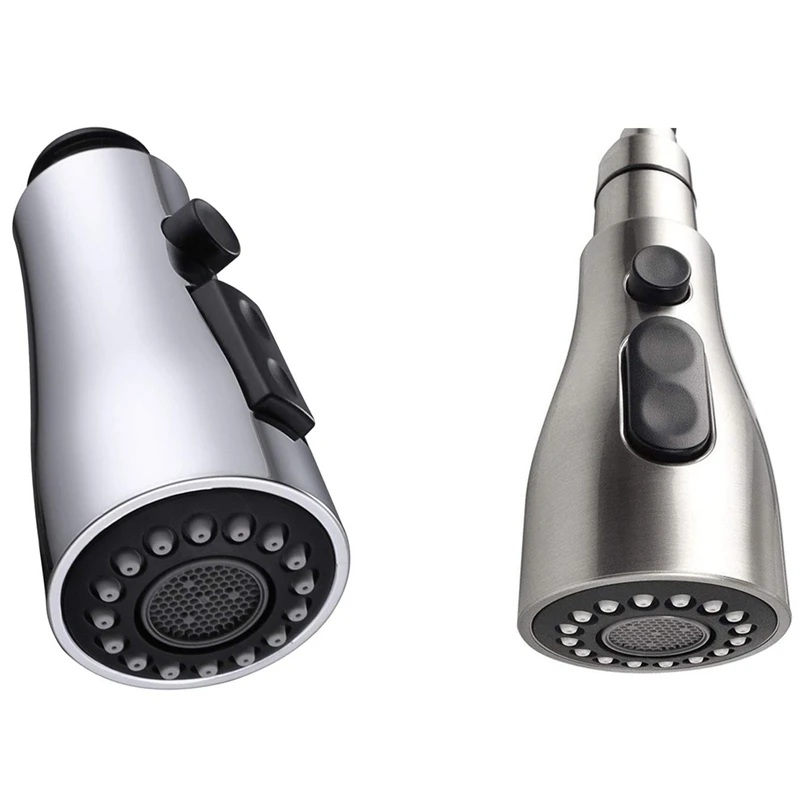 

2 Pcs Kitchen Sink Pull Down Faucet Spray Head Nozzle Pull Out Hose Sprayer Replacement Part Faucet Head Chrome & Nickel