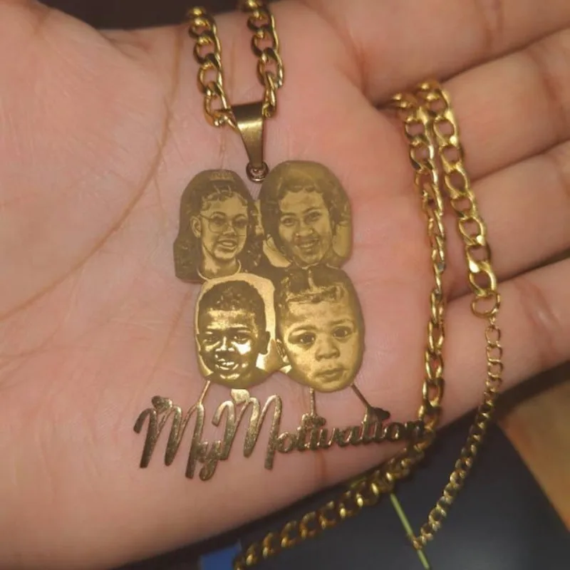 

Custom Women Portrait Name Pendant Necklace Personalized Picture Photo Necklace Stainless Steel Pendant Jewelry Best Gifts