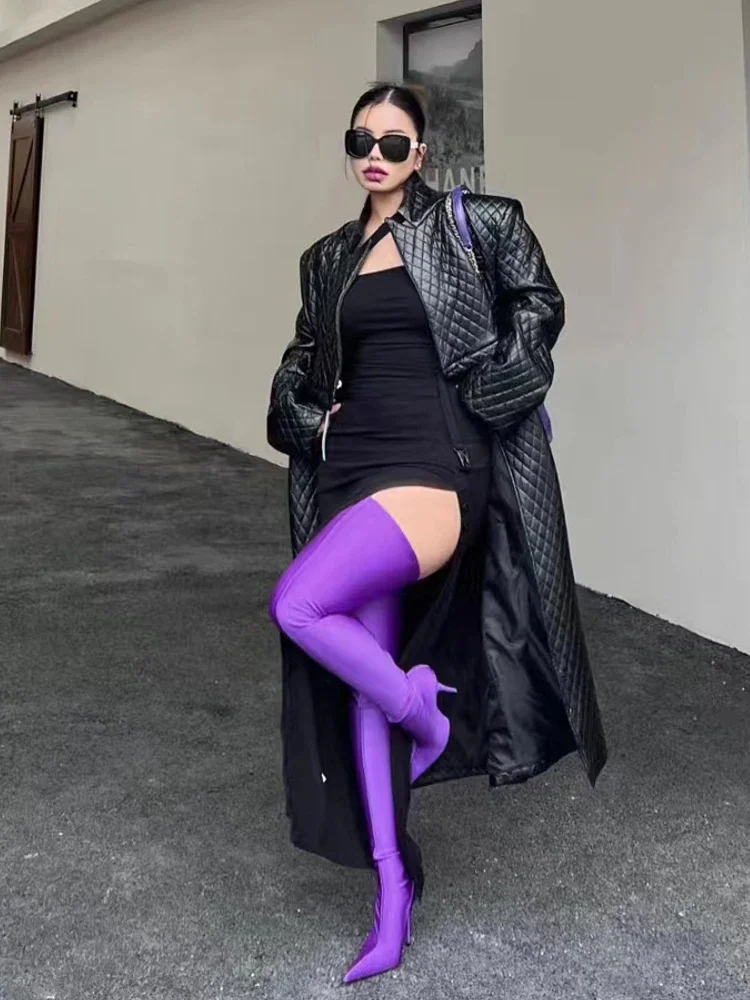 Сапоги выше колена для женщин пикантные узкие эластичные сапоги до бедра с