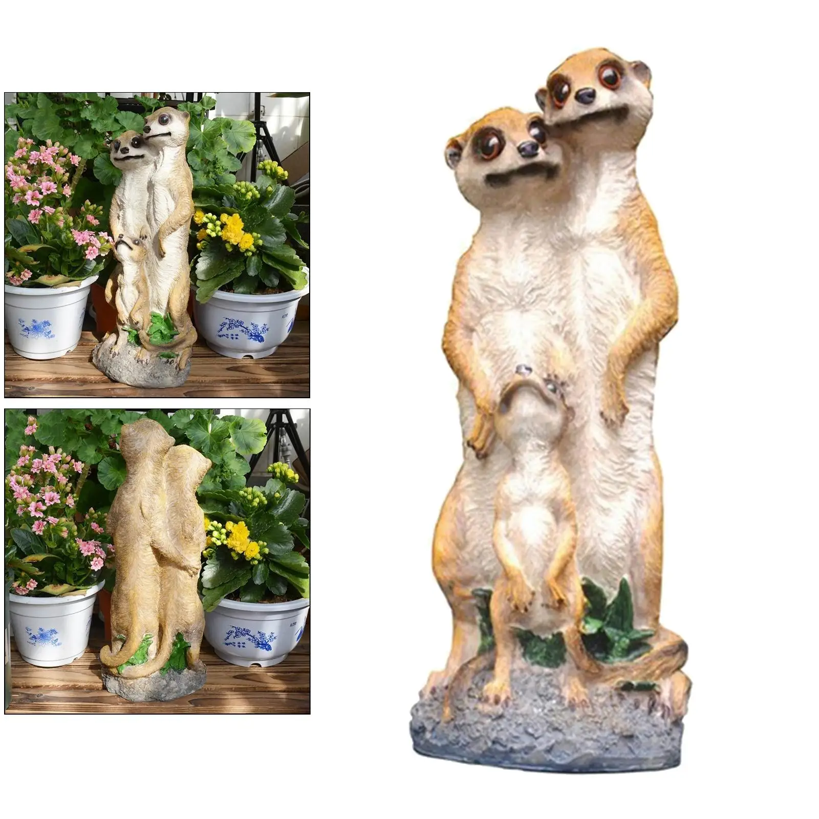 

Nordic Cartoon Resin Art Mongoose Family Sculpture Set Ornament Figurine Statue Desktop Courtyard Balcony