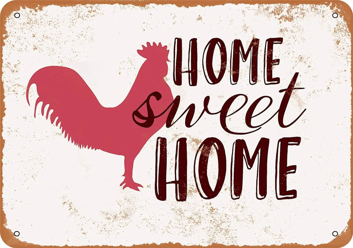 

Home Sweet Home with Chicken Metal Tin Sign 12 X 8 Inches Retro Vintage Decor