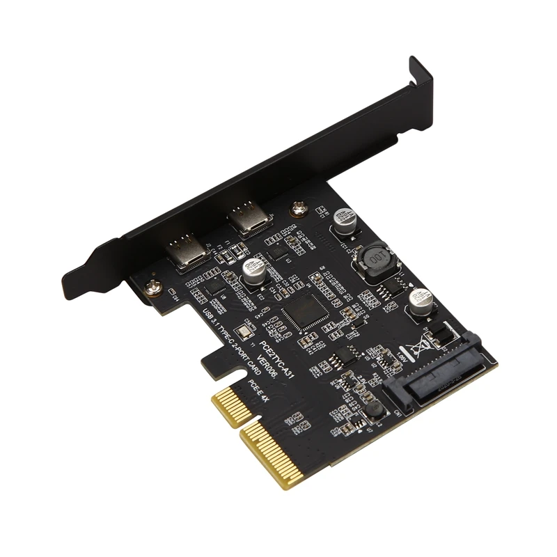 

USB 3.1 To Type-C 2 Port Expansion Card PCI-E 4X To USB 3.1 Gen2 10Gbps USB C Adapter Asmedia ASM3142 Chipset For Desktop