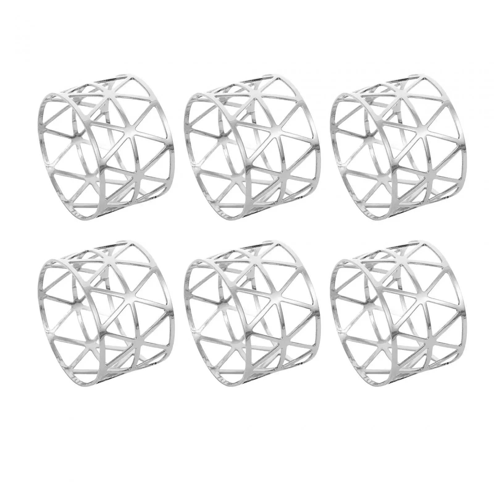 

6x Napkin Rings Modern Ornament Adornment Iron Table Setting Fashion Hollow Out Napkin Buckles for Banquet Hotel Home Cafe Decor