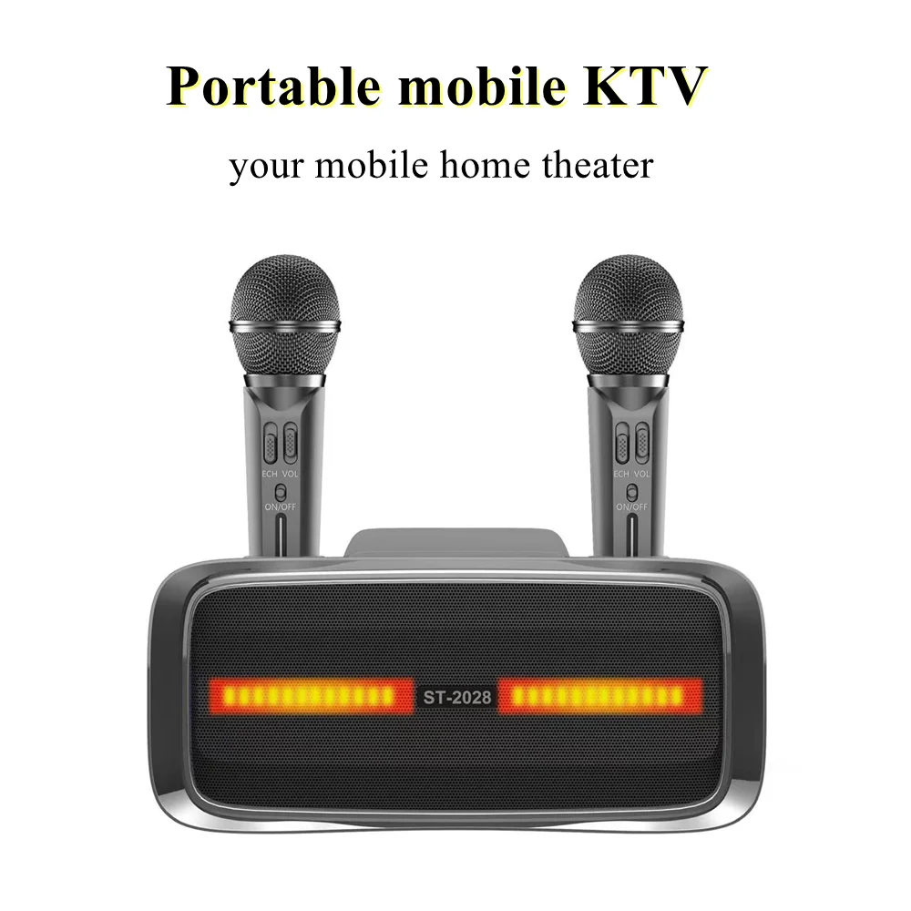 

New Karaoke Machine Bluetooth 5.0 Speaker with 2 Wireless Microphones Portable PA Speaker System Support TF Card/AUX/USB Playbac