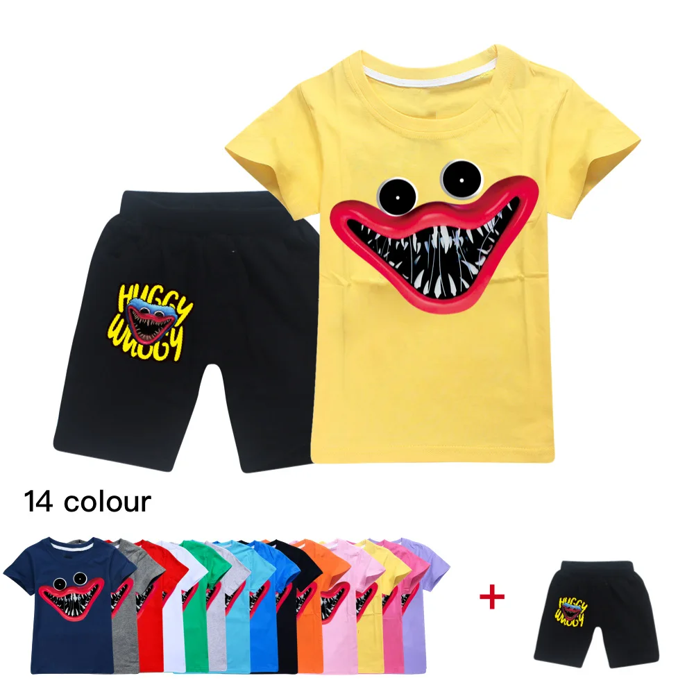 

Poppy Play Time Clothes Cotton Sport Tracksuits Children Sweatshirt T-shirts Suit Cartoon Set Teenager Boys Girls Clothing