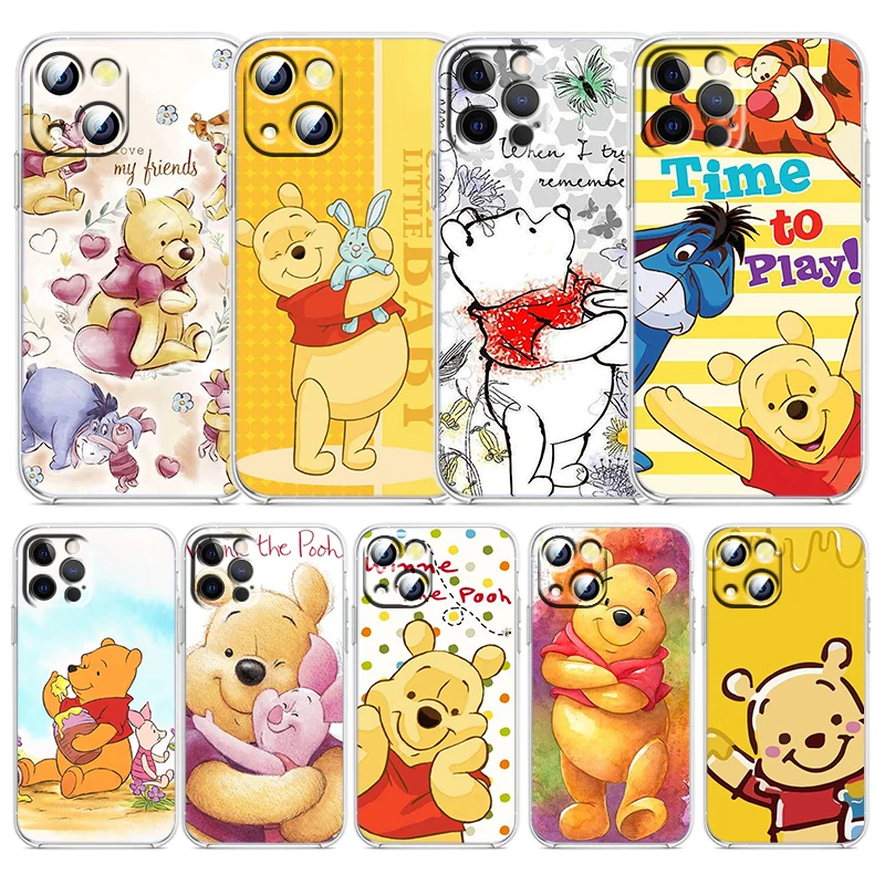 

Disney Winnie the Pooh Phone Case For Apple iPhone 14 13 12 Mini 11 XS Pro Max X XR SE 2020 8 7 Plus Transparent Cover