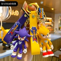 trend cartoon sonic keychain men and women exquisite dripping rubber doll key chain ring bag pendant car accessories wholesale