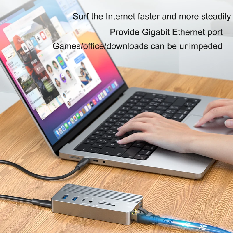 Док-станция Acasis USB 3 1 10 портов Тип C RJ45 HDMI поддержка карт TF/SD | Компьютеры и офис