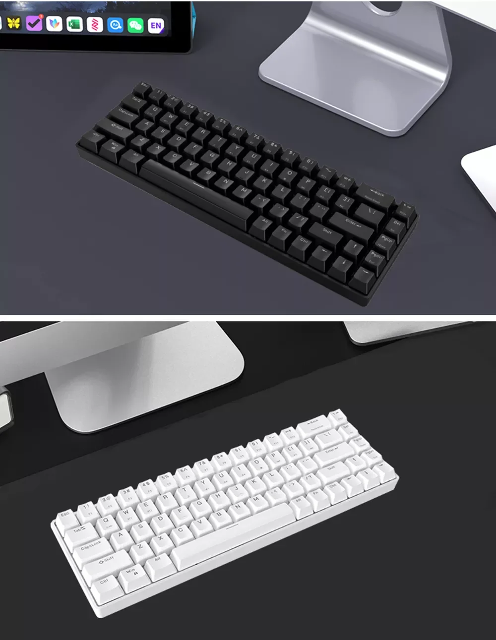 

Metoo 61Key Wireless Bluetooth 2.4Ghz Gaming Mechanical Keyboard 2-mode for Mobile Phone Tablet Notebook blue Red Brown Switch