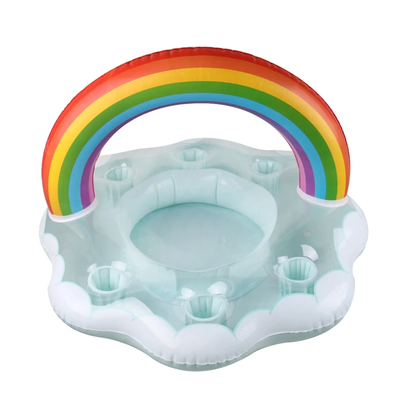 

Inflatable Rainbow Cloud Drink Float, Large Capacity Pool Cooler Drink Holder Floating Beverage Salad Fruit Serving Bar