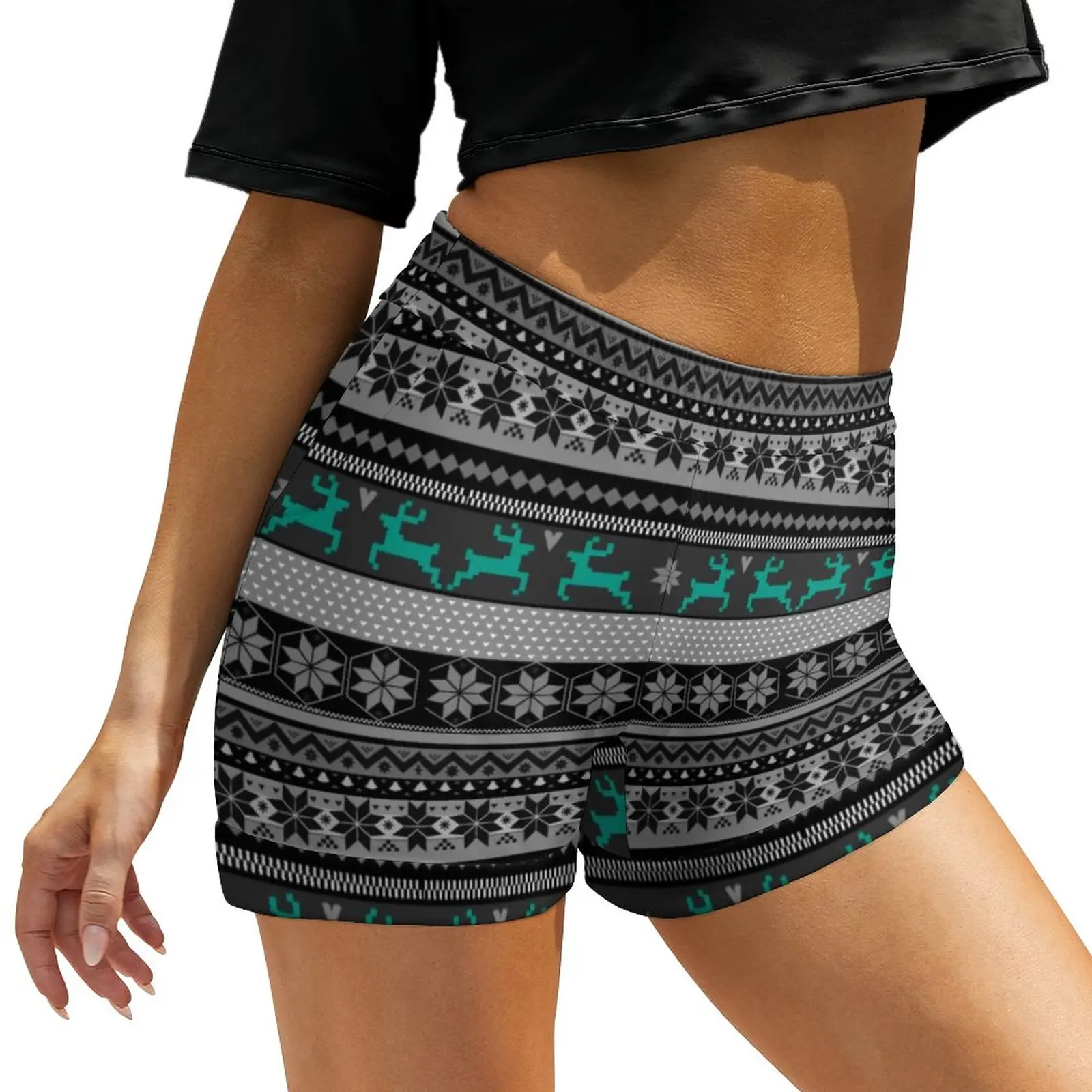 

Nordic Animal Shorts Colorful Reindeer Beach Shorts Print Short Pants Summer Casual Bottoms Large Size