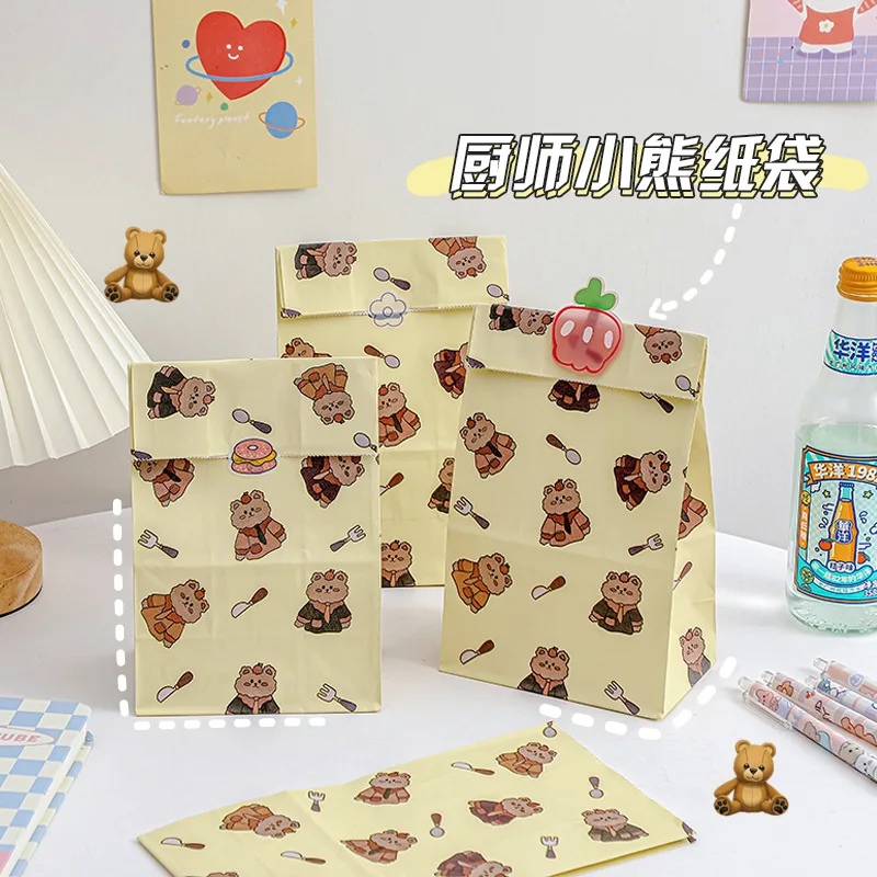 

10 шт./упак. 13*8*24 см милый мультяшный креативный Подарочный пакет стоячий бумажный пакет медведь печенье изысканный упаковочный пакет