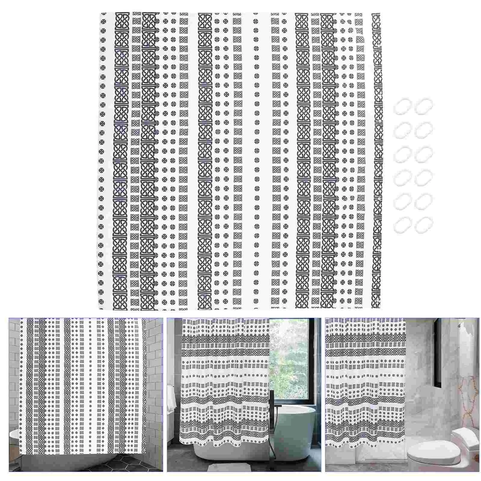 

Shower Curtain Curtains Bathroom Bath Polyestergeometriccloth Waterproof Accessory Extra Window Short Fabric Washable One Piece