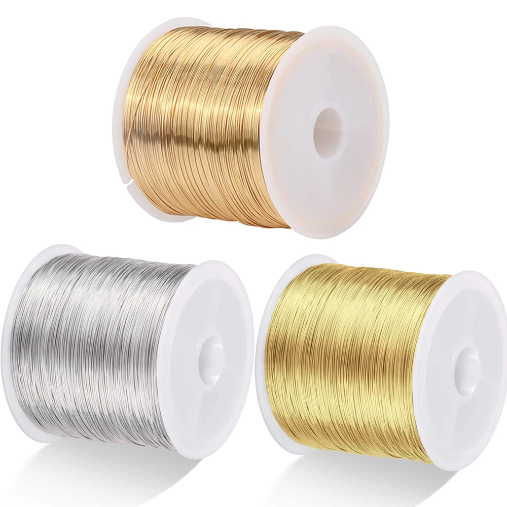 100M/Roll Copper Wire Gold Silver Color 0.3/0.4mm Metal Beading Wire for Diy Jewelry Making Handmade Winding Crafts Materials