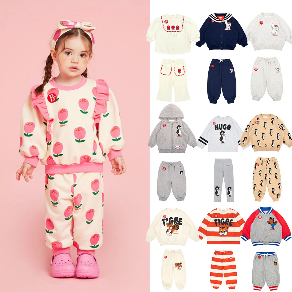 

베베드피노 New Children Clothes Set Korean Bebe Kids Hooded Sweatshirt and Pants Suits Baby Cotton Clothes Boy Girl Cute Tops Pants