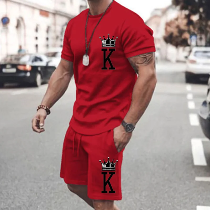 Luxury Men‘s Suit Fashion 2-piece Set Cotton K Women’s Street Short Shirts Shorts Pants Casual Oversized High quality Clothes