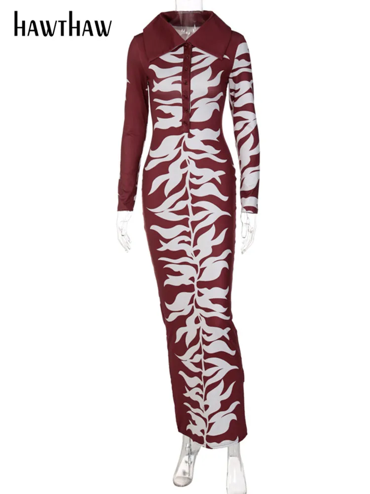 Женское облегающее платье Hawthaw Осеннее розовое длинное с длинным рукавом и