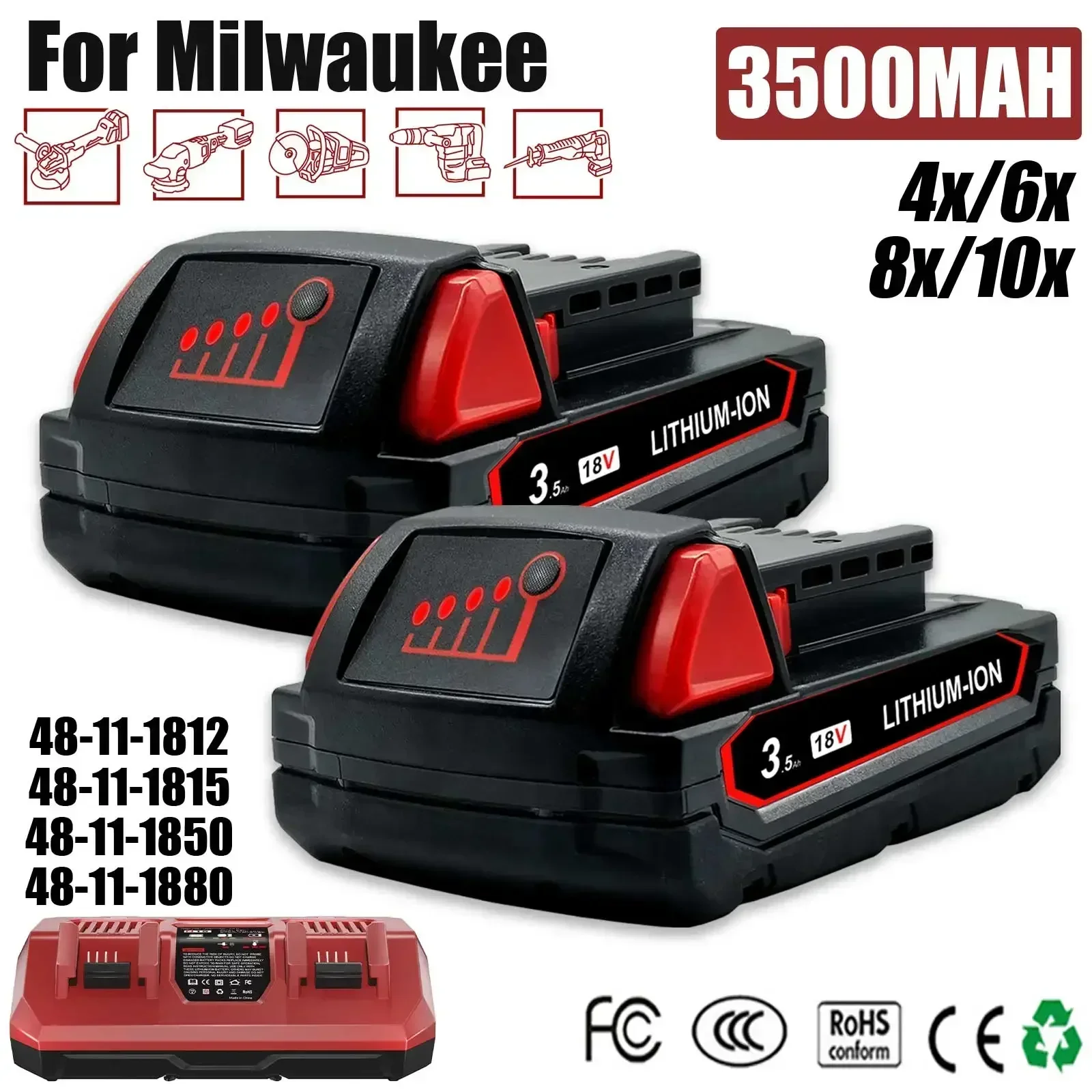 Аккумулятор 3500 мАч для Milwaukee M18 18 В 48-11-1815 48-11-1820 48-11-1840 48-11-1841 48-11-1850 беспроводных