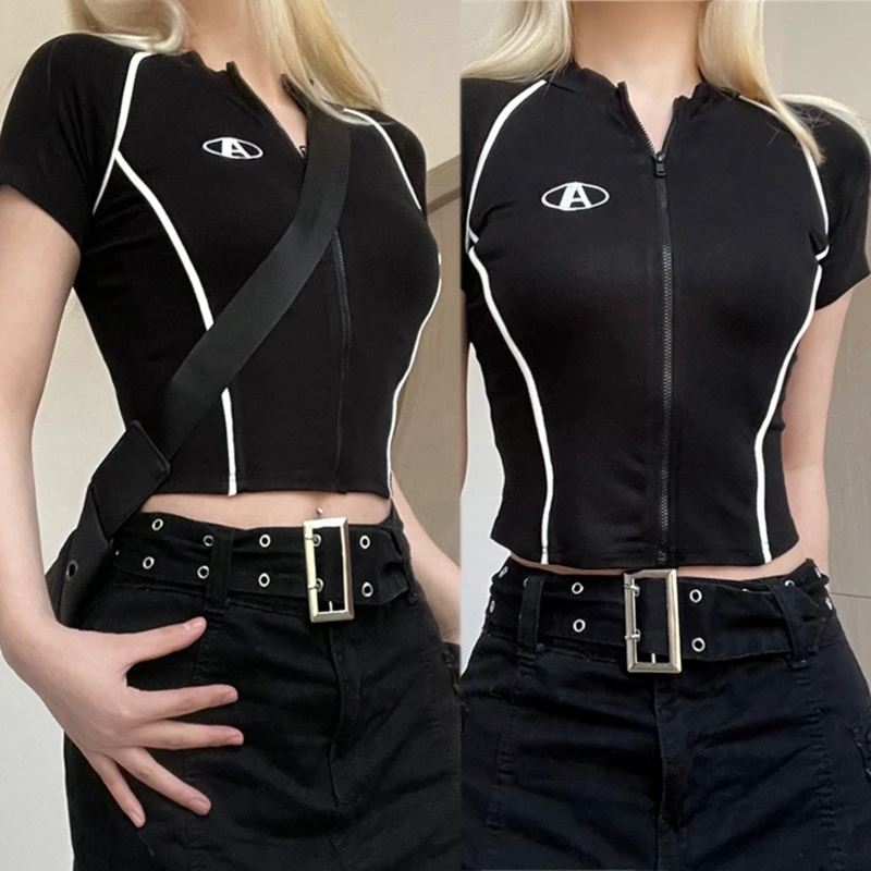 

Women Crew Neck Top Short Sleeves T-shirt Female Casual Sport Tops for Gym