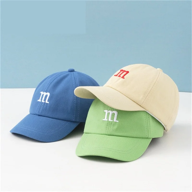 

2022 new M letter embroidery boys and girls baseball caps cotton travel outdoor shade hats for 5m 1y 2y 3y boys girls hiphop hat