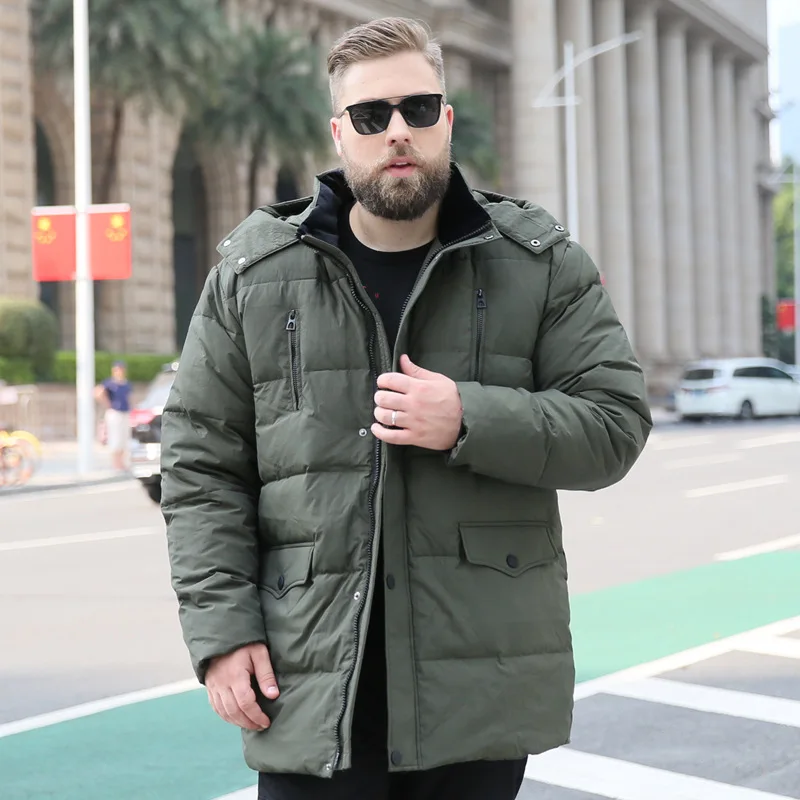 Down Jacket Men's Mid-length Middle-aged and Elderly People on The New Size Fashion Trend Increase Stand-up Collar