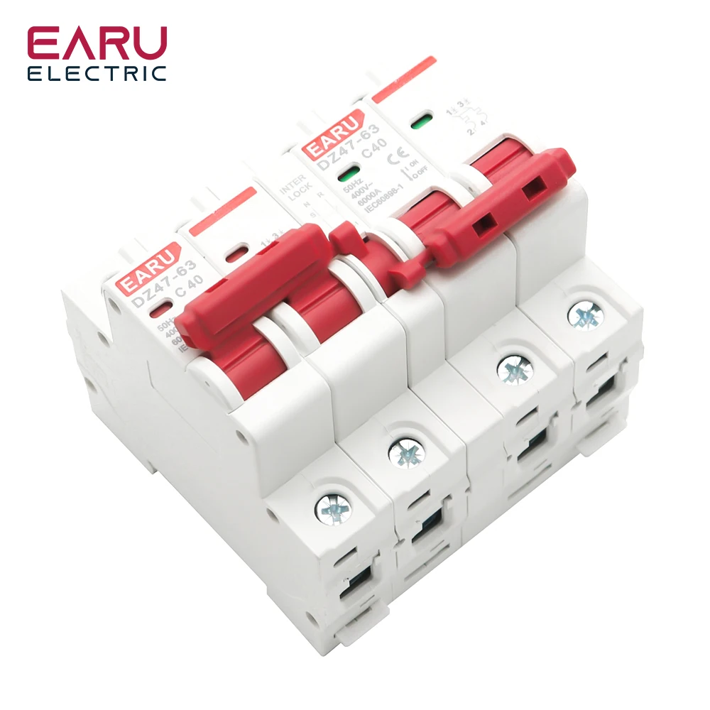 1P + 2P MTS AC Двойной источник питания ручной блокировочный выключатель на Din-рейку