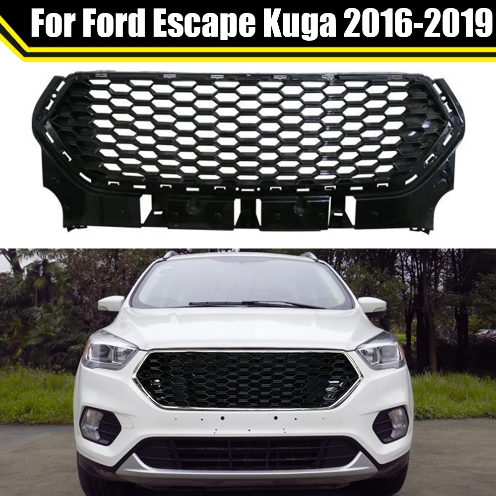 

Glossy Black Honeycomb Grille ABS Front Bumper Mask Mesh Racing Grills Upper Grid For Ford Escape Kuga 2016 2017 2018 2019